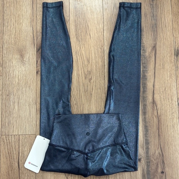 NWT Lululemon Align High Rise Rib Pant 28" Size 4 In Shine Radiate Foil Blue - Picture 1 of 8